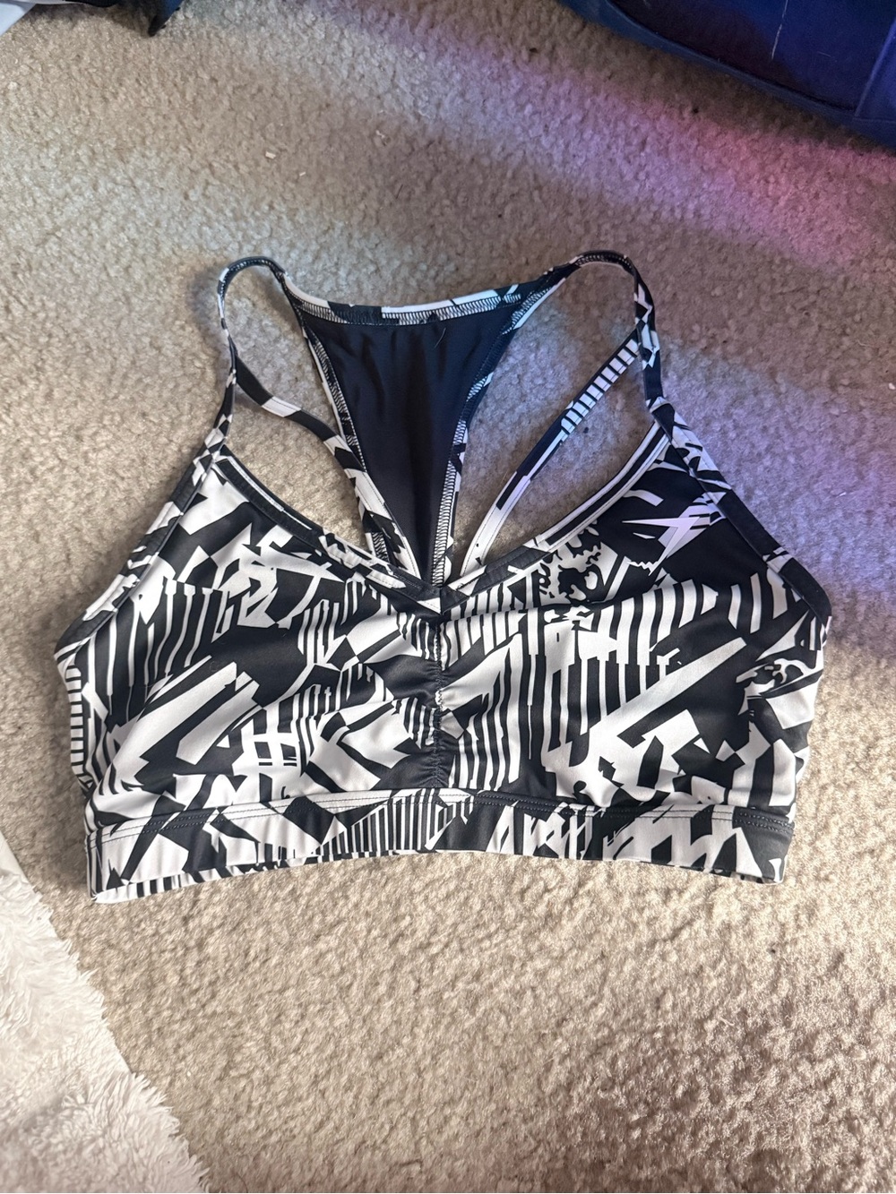 Gymshark Black & White Graphic Strappy Sports Bra